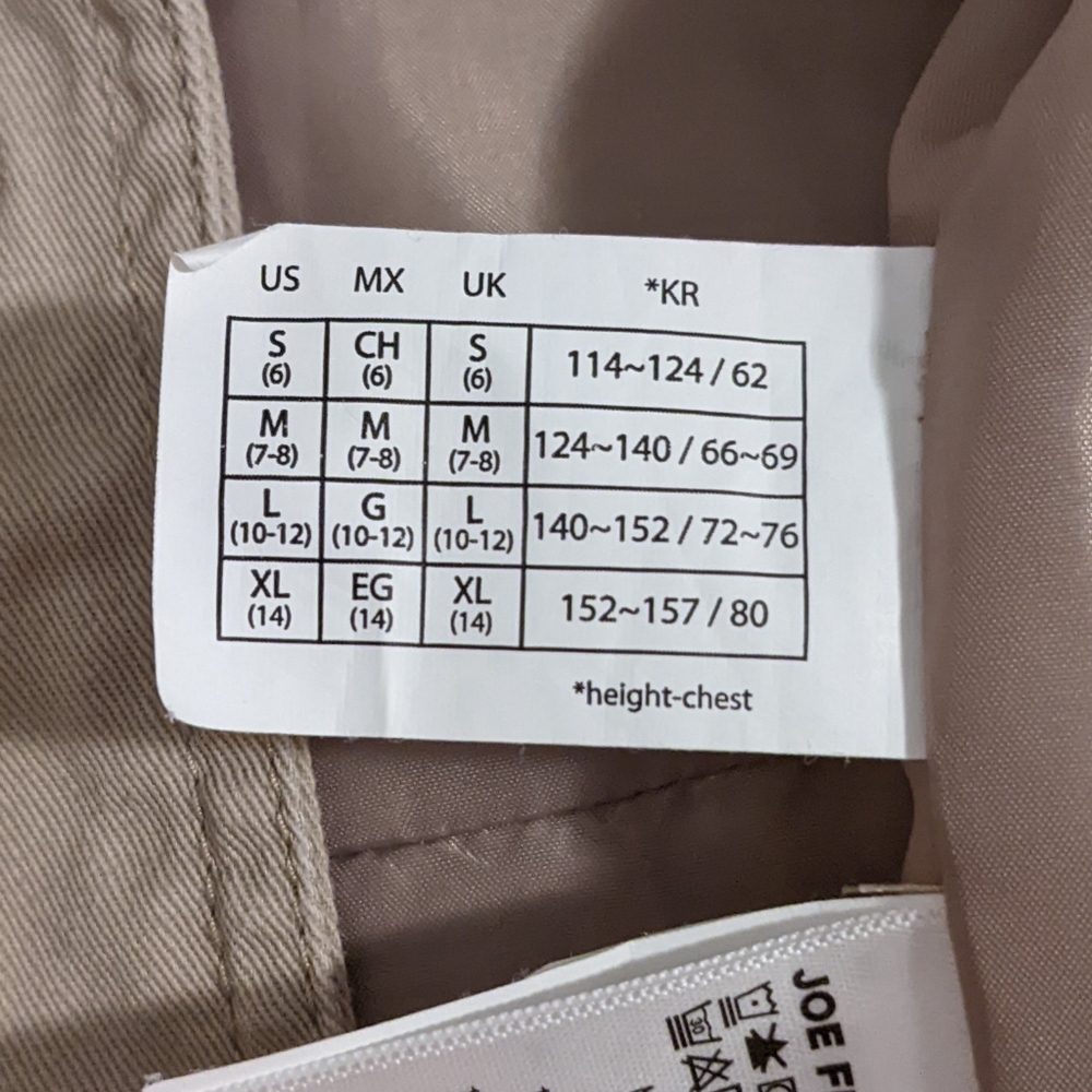 sz:S Joe Fresh Girls Double-Breasted Overcoat/Trench Coat & belt; Small, khaki - Picture 7 of 9